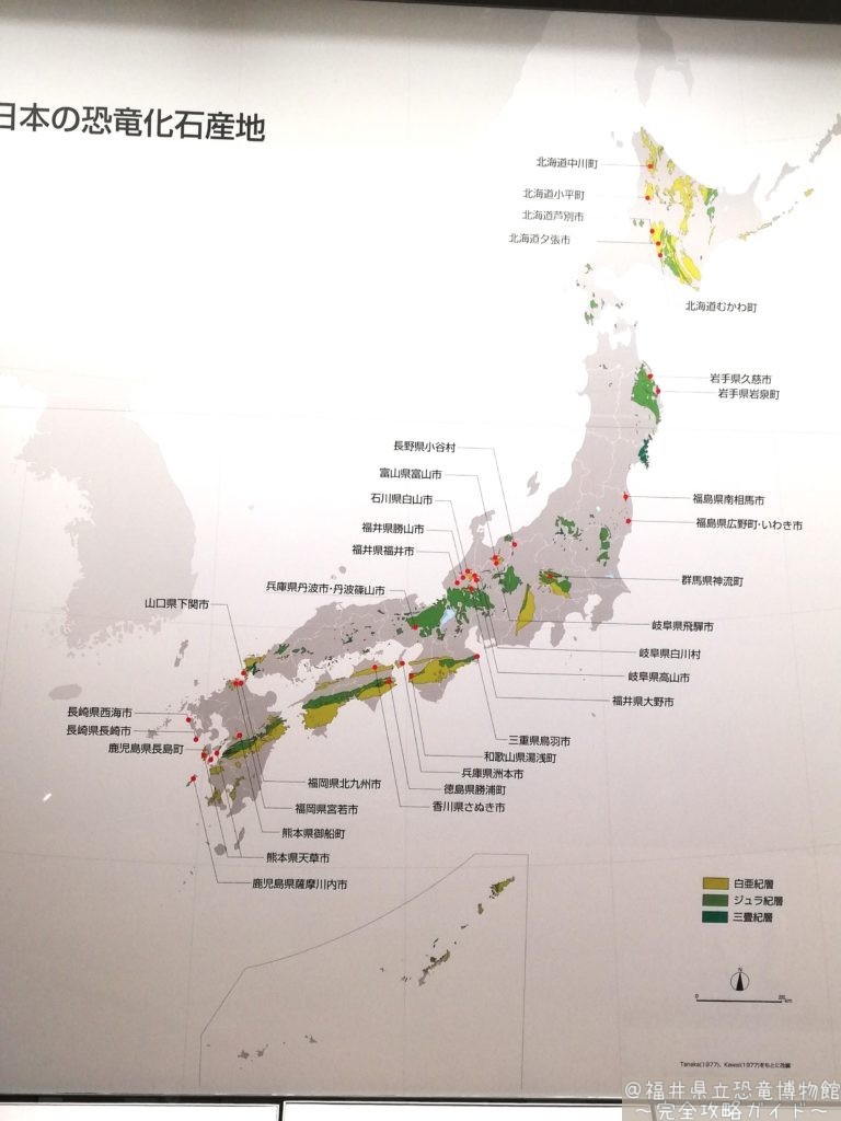日本の恐竜化石の産地