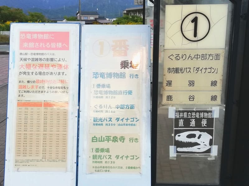 恐竜博物館行き　バス停