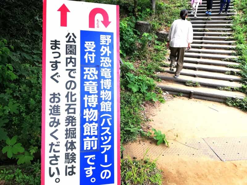 どきどき恐竜発掘ランドへの近道へのチャマゴン広場の階段
